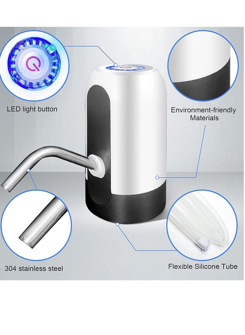 إيروريكس مفتاح موزع مضخة مياه الشرب المعبأة في زجاجات قابلة لإعادة الشحن اللاسلكي ، مضخة زر محمولة لشرب المياه الكهربائية للمطبخ والمكتب والمنزل والتخييم في الهواء الطلق ، أبيض - Image 2