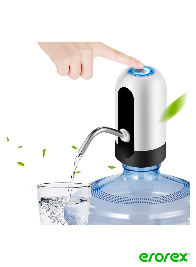 إيروريكس مفتاح موزع مضخة مياه الشرب المعبأة في زجاجات قابلة لإعادة الشحن اللاسلكي ، مضخة زر محمولة لشرب المياه الكهربائية للمطبخ والمكتب والمنزل والتخييم في الهواء الطلق ، أبيض - Image 1