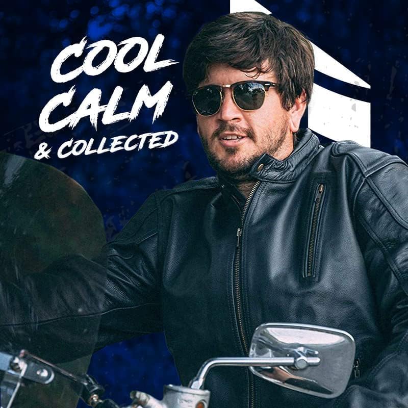 HWK Leather Motorcycle Jacket with Armor for Men, Cafe Racer Genuine Leather Jacket for Weather Resistant Riding - Image 4