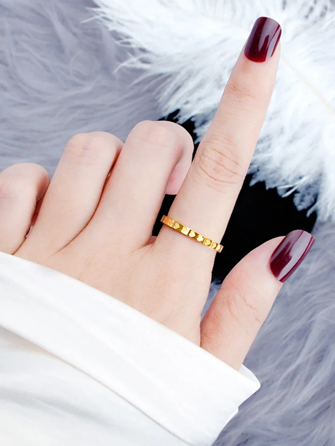 Styli  Gold Heart Pattern Ring for Women | Best Price UAE