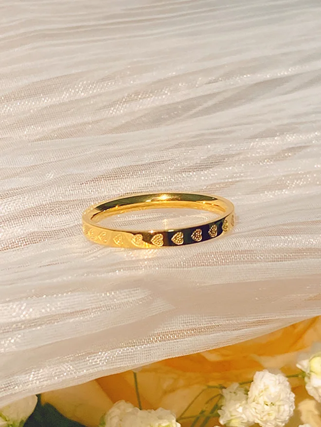 Styli  Gold Heart Pattern Ring for Women | Best Price UAE