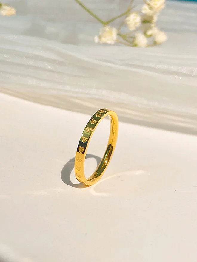 Styli  Gold Heart Pattern Ring for Women | Best Price UAE