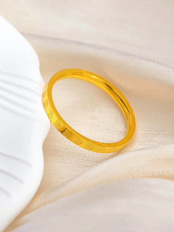 Styli  Gold Heart Pattern Ring for Women | Best Price UAE