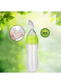 Safe-O-Kid 2 Easy Squeezy Silicone Food Feeder Feeder Spoon (Soft Tip) Bottle Green 90Ml Pack Of 2  - Image 4
