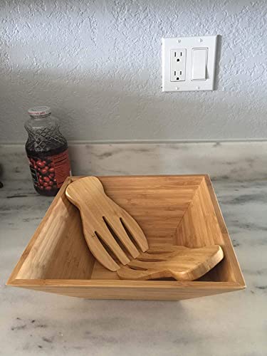 JB Home Collection 4564, Natural Bamboo Salad Hands – Set of 2 Wooden Salad Servers with Thumb Grip, Eco-Friendly Utensils for Tossing and Serving, Lightweight and Durable, 7” Long - Image 3
