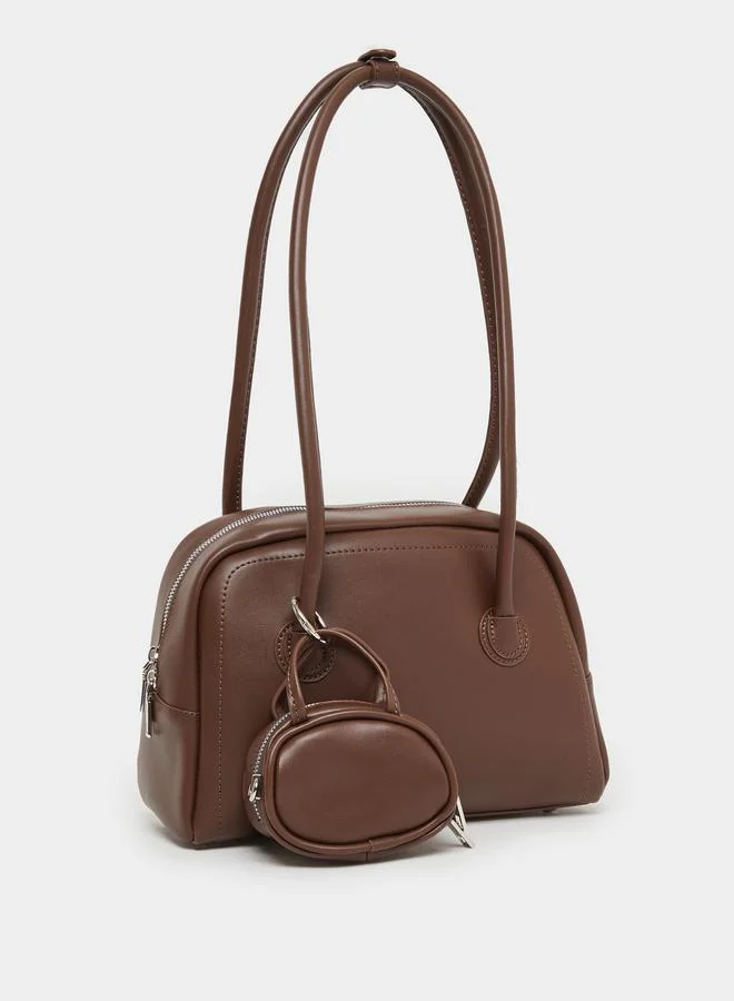 Styli Styli Brown Long Strap Shoulder Bag with Mini Purse