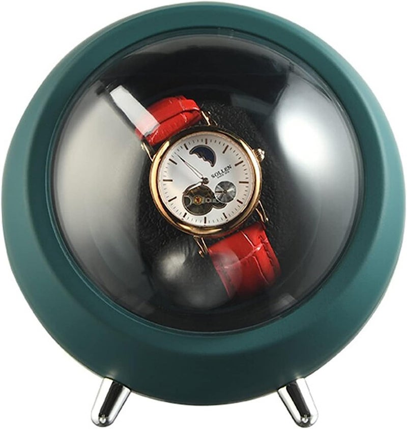 JOLYMIT صندوق لف الساعات الأوتوماتيكي بزاوية 360 درجة، حامل عرض الساعات للمتاجر، صندوق ذكي دوار للرجال (1 قطعة/أخضر) - Image 1