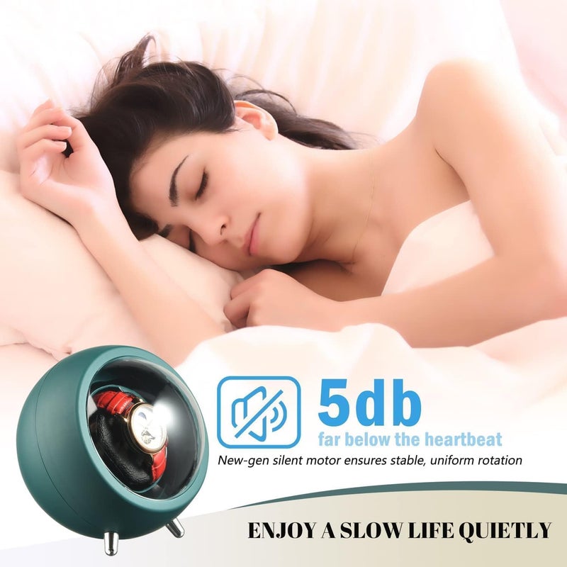 JOLYMIT صندوق لف الساعات الأوتوماتيكي بزاوية 360 درجة، حامل عرض الساعات للمتاجر، صندوق ذكي دوار للرجال (1 قطعة/أخضر) - Image 5