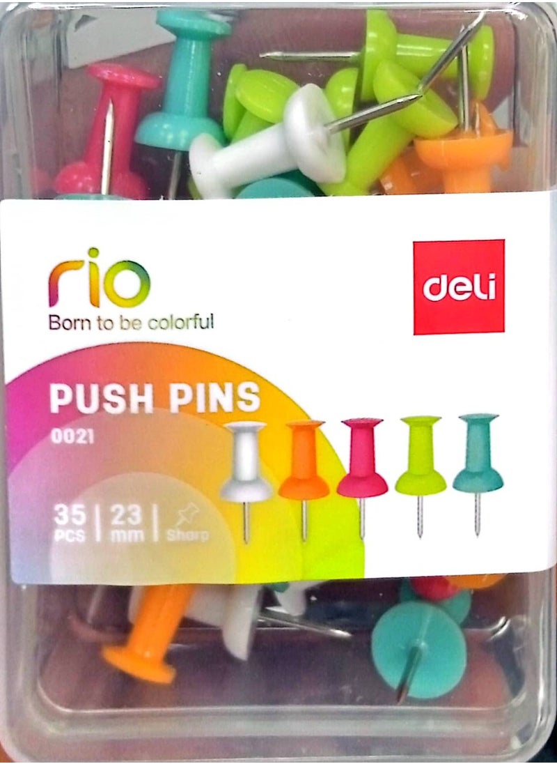 Deli 35-Piece Push Pin Set Multicolour  - Image 1