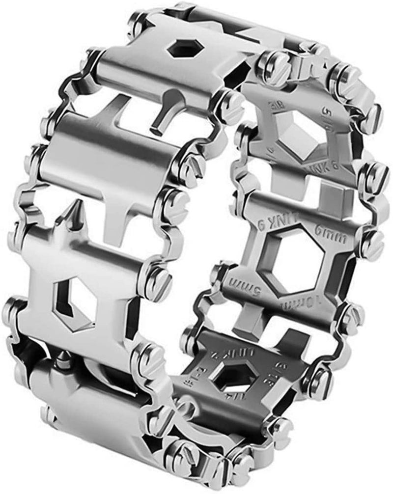Lemasa Multitool Bracelet 29 in 1, 22cm Stainless Steel, Multi Tool Bracelet for Men Outdoor Travel Watch Strap, Multifunctional Wristbands, Portable Wearable Multitool Trend Bracelet with A Pry Tool - Image 1