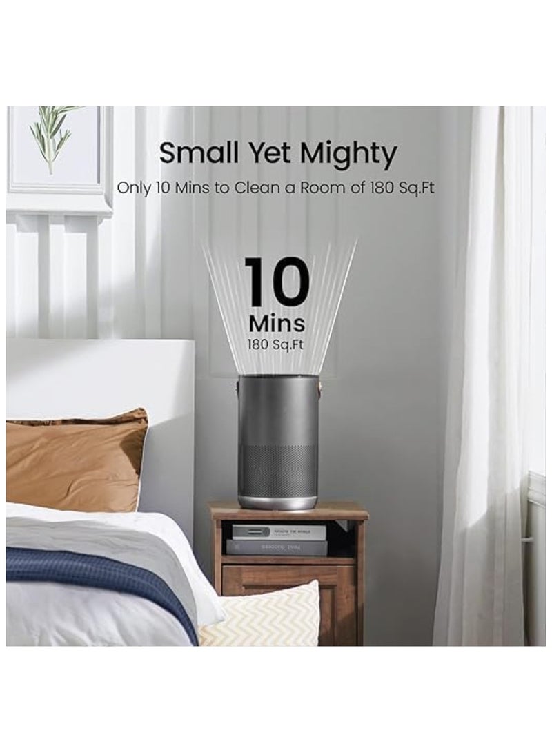 م.ا & ف'س أجهزة تنقية الهواء المنزلية، تعمل مع HomeKit Alexa، جهاز تنقية هواء ذكي بمقبض، وضع تلقائي، 19 ديسيبل، 0.08 ميكرومتر من الجسيمات الملتقطة، P1 رمادي غامق - Image 2