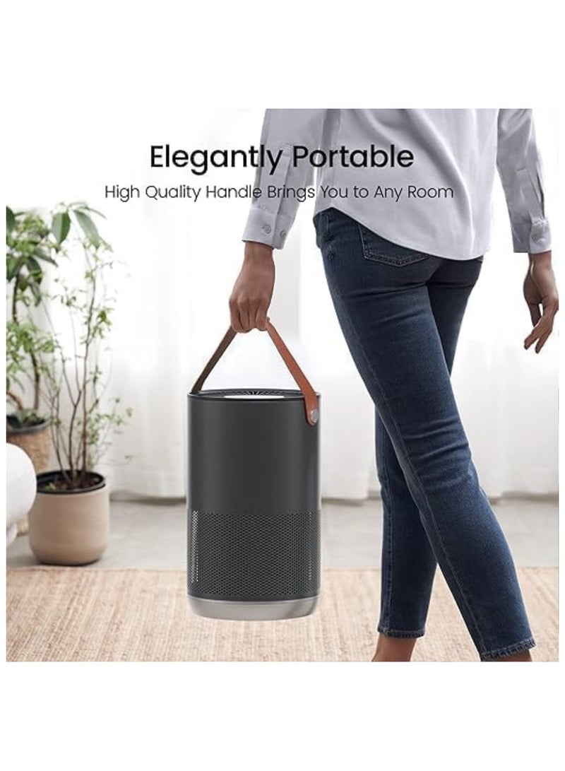 م.ا & ف'س أجهزة تنقية الهواء المنزلية، تعمل مع HomeKit Alexa، جهاز تنقية هواء ذكي بمقبض، وضع تلقائي، 19 ديسيبل، 0.08 ميكرومتر من الجسيمات الملتقطة، P1 رمادي غامق - Image 3