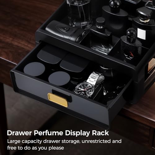 EHORIA Organizer For MenBathroom OrganizersCologne OrganizerDresser OrganizersBathroom Sink OrganizerCounter StorageCologne StandDrawer Perfume Display HolderGifts for MensBLACK - Image 3