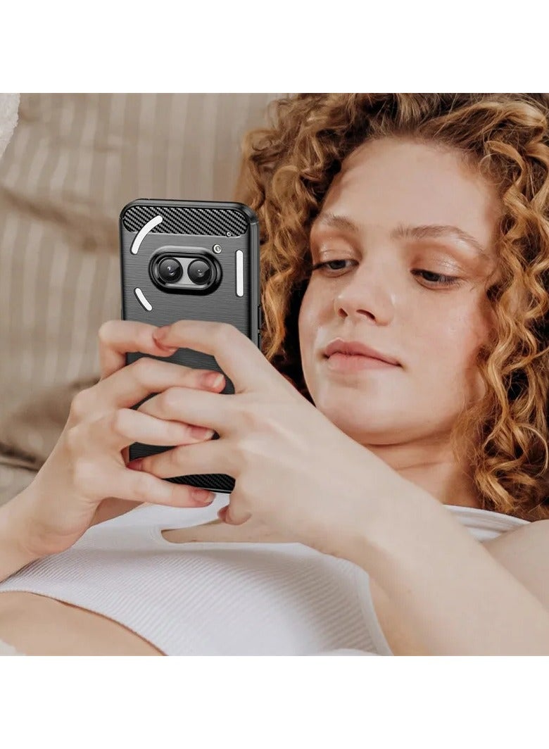 Brushed Carbon Fiber Shockproof Case For Nothing Phone 2a - Black - Image 3