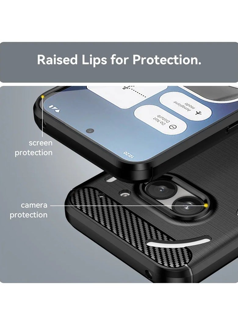 Brushed Carbon Fiber Shockproof Case For Nothing Phone 2a - Black - Image 4