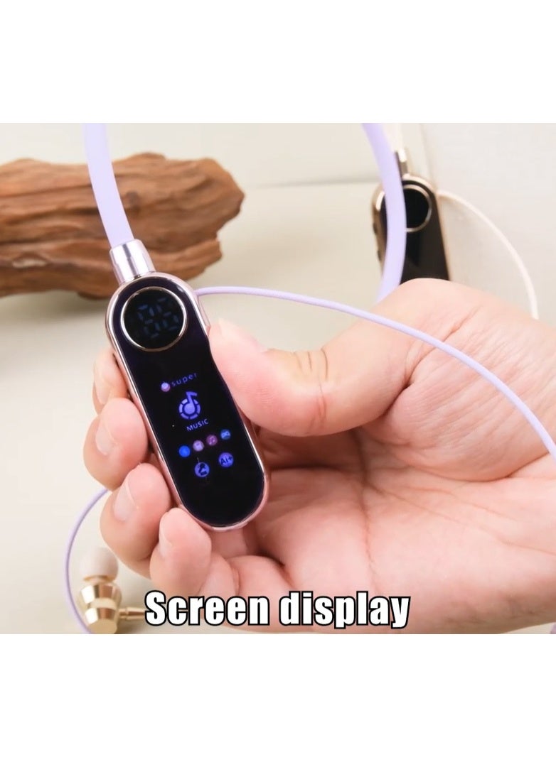 موديو سماعة رأس لاسلكية Modio MZ800 حول الرقبة بتقنية البلوتوث 5.4 مع شاشة عرض LED للطاقة وجودة صوت فائقة الجودة ودعم بطاقة TF ووقت تشغيل يصل إلى 35 ساعة باللون الذهبي - Image 3