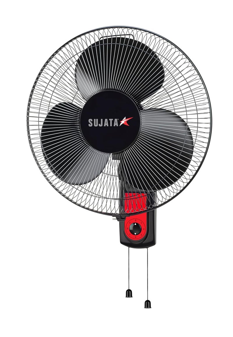 SUJATA Sujata Wall Fan 2 Years Warranty Wall Fans for Home Wall Fan for Kitchen Wall Mount Fan with 400 mm Sweep 100 Copper Motor 120 Ribs Guard 3 Speed Control SWF27 Black  - Image 1