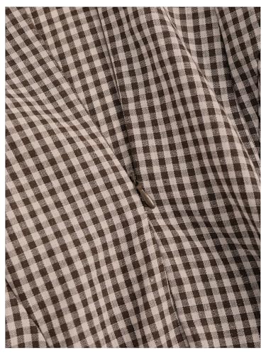 SweatyRocks Women's Vintage Plaid Dresses Bow Shoulder Checkered Boat Neck Ruffle A Line Dress Coffee Brown Medium - Image 5