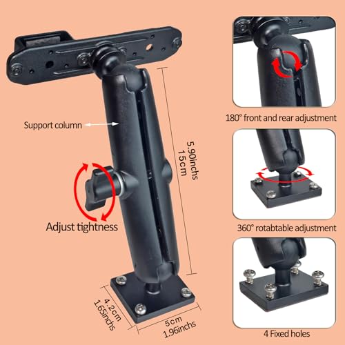 HYS Adhesive Truck & Car Walkie Talkie/Shoulder Speaker Mic Belt Clip Holder, Secure Grip, Heavy Duty Drill Base Tablet Mount, Sturdy 2-Way Radio Mount for Commercial Vehicles, Trucks, Table and Wall - Image 2