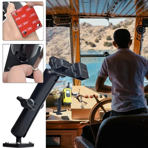 HYS Adhesive Truck & Car Walkie Talkie/Shoulder Speaker Mic Belt Clip Holder, Secure Grip, Heavy Duty Drill Base Tablet Mount, Sturdy 2-Way Radio Mount for Commercial Vehicles, Trucks, Table and Wall - Image 3