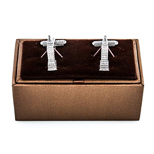 MRCUFF Empire State Building NYC New York City Pair Cufflinks in Presentation Gift Box & Polishing Cloth - Image 2