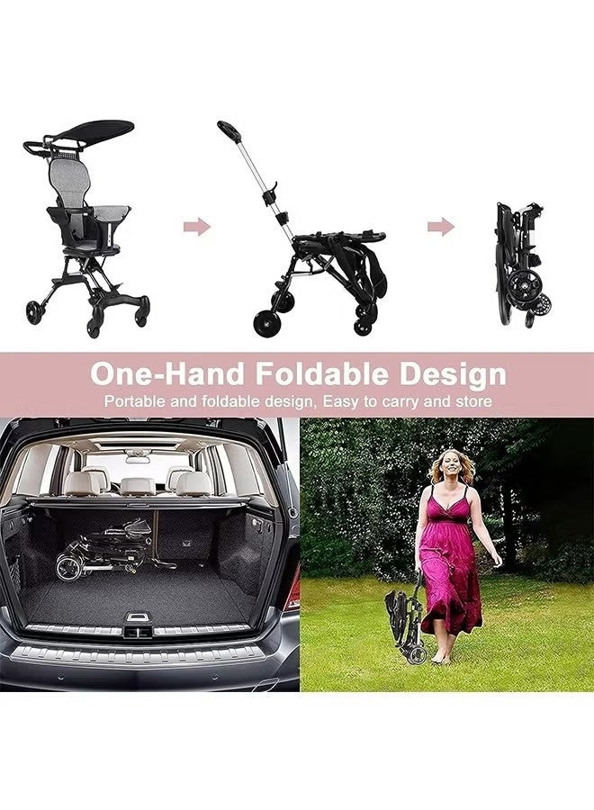 Baby Stroller, Foldable 4 Wheels Ergonomic Adjustable Infant Carriage, Portable Lightweight Baby Stroller for Airplane Travel, Outdoor Walking - Image 2