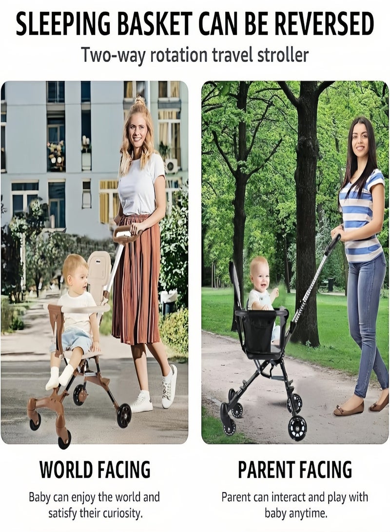 Baby Stroller, Foldable 4 Wheels Ergonomic Adjustable Infant Carriage, Portable Lightweight Baby Stroller for Airplane Travel, Outdoor Walking - Image 3