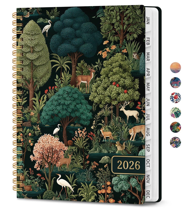 Taja 2026 Planner, Aesthetic Weekly and Monthly Planner for Women, Jan 2026 to Dec 2026, Hardcover 2026 Calendar Book with Monthly Tabs, Inner Pocket, Perfect for Office Home School - A5 (6.3" x 8.5"), Enchanted Grove - Image 1