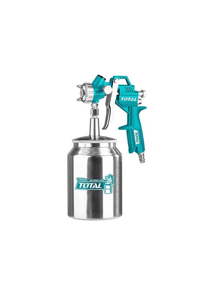 TOTAL Air Spray Gun, Professional Paint Sprayer, 1.5mm Standard Nozzle, 1000cc Tank Capacity, 3-4 Bar Operating Pressure, Multiple Connectors Included - Image 1