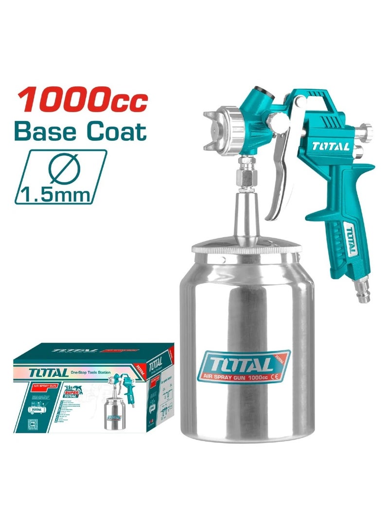 TOTAL Air Spray Gun, Professional Paint Sprayer, 1.5mm Standard Nozzle, 1000cc Tank Capacity, 3-4 Bar Operating Pressure, Multiple Connectors Included - Image 2