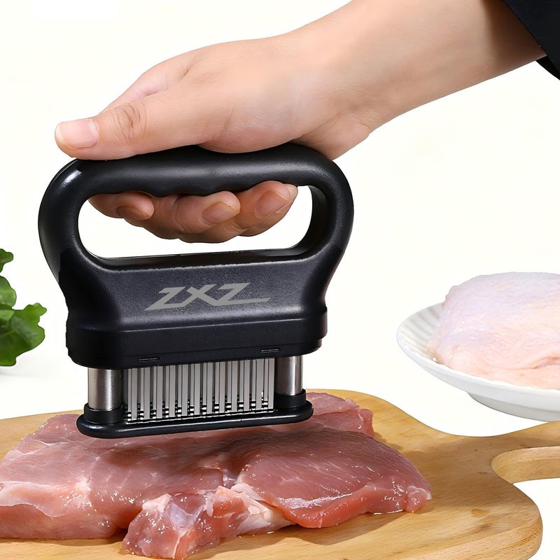 ZXZ Meat Tenderizer Tool - 48 Ultra Sharp Stainless Steel Needle Blades, Ideal for Kitchen, BBQ & Marinade Tenderizing Black - Image 1