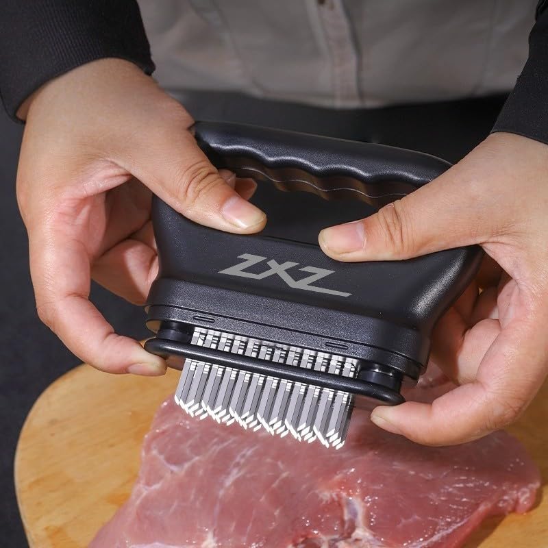 ZXZ Meat Tenderizer Tool - 48 Ultra Sharp Stainless Steel Needle Blades, Ideal for Kitchen, BBQ & Marinade Tenderizing Black - Image 3