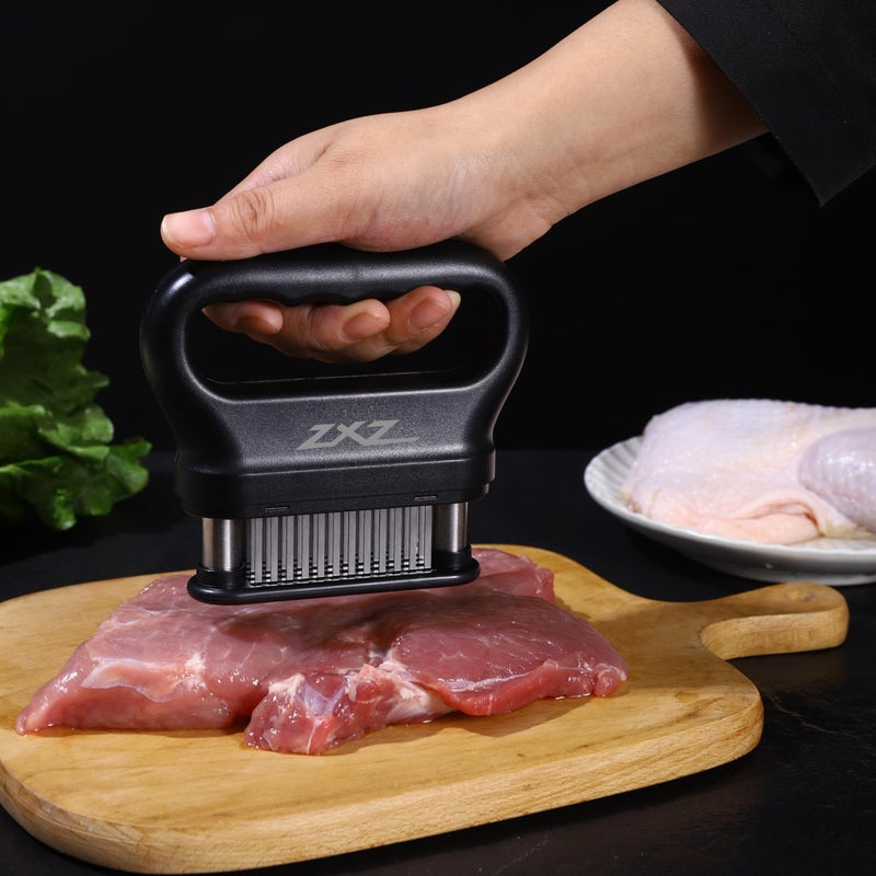 ZXZ Meat Tenderizer Tool - 48 Ultra Sharp Stainless Steel Needle Blades, Ideal for Kitchen, BBQ & Marinade Tenderizing Black - Image 5