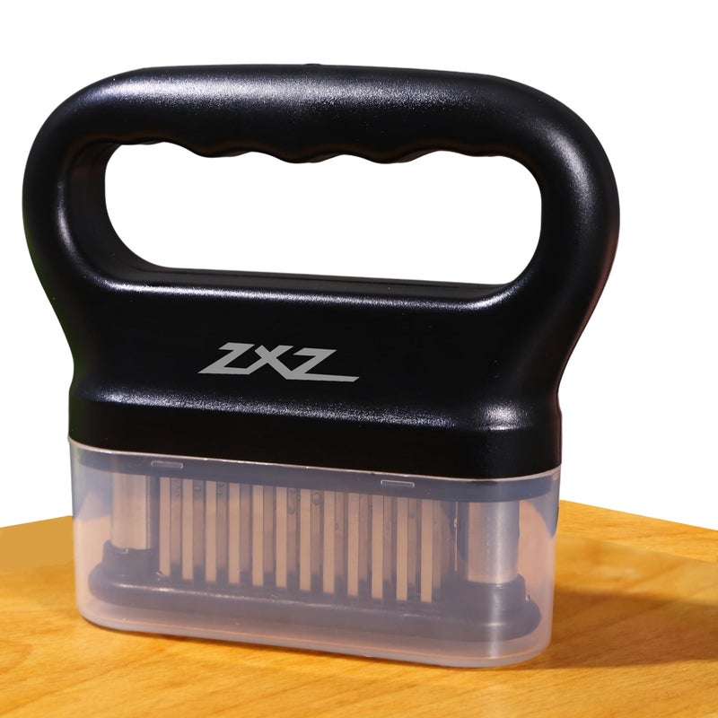 ZXZ Meat Tenderizer Tool - 48 Ultra Sharp Stainless Steel Needle Blades, Ideal for Kitchen, BBQ & Marinade Tenderizing Black - Image 2