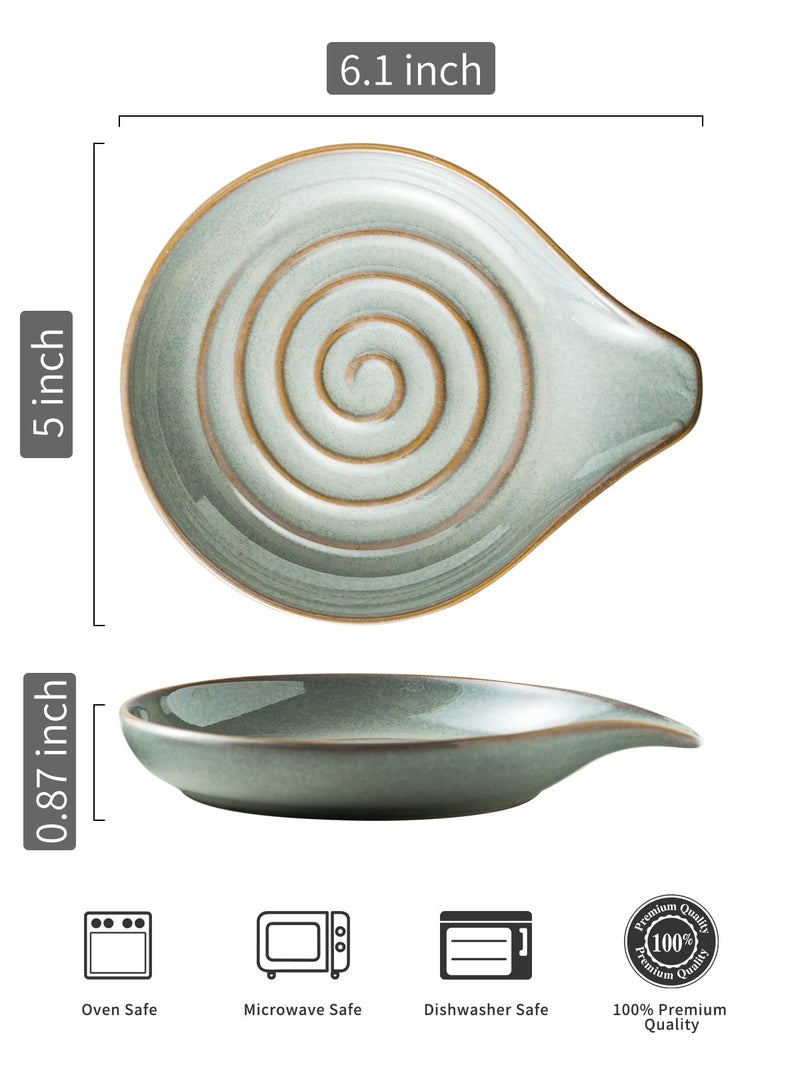 LAUCHUH Spoon Rest, 5" Large Spoon Holder for Stove Top Ceramic Spoon Rest Heat-Resistant Spatula Rest for Kitchen Utensils, Ladle, Coffee Spoons, Cooking Spoons, Spatula, Tongs, Unique Gray - Image 2