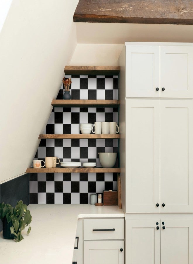 SMART TILES Peel and Stick Backsplash - 5 Sheets of 7,75'' x 7,75'' - 3D Adhesive Peel and Stick Tile Backsplash for Kitchen, Bathroom, Wall Tile, Checkered - Image 2