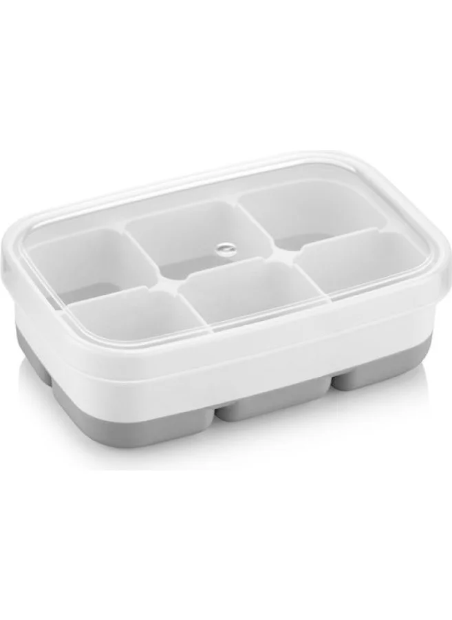 Ebru Home Tiny Non-Stick Freezer - Meat Juice Fruit Juice Ice Cream Container Silicone Based 6 Compartment Mini Ice Box