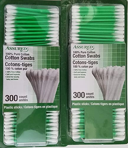 ASSURED Double Tip 100% Pure Cotton Swabs 300 Tips/Pk Pink Sticks 2 Packs - Image 1
