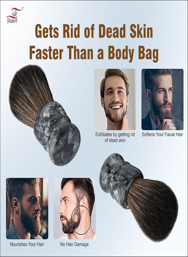 Pearl shaving Premium ultra Soft Synthetic Bristle shaving brush for Men (Marble gray) - Image 4
