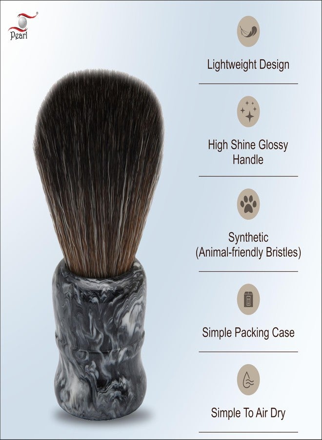 Pearl shaving Premium ultra Soft Synthetic Bristle shaving brush for Men (Marble gray) - Image 3
