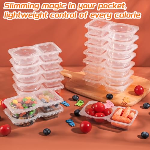 ALFEVA 24 Pcs Reusable Snack Containers with Lids Portion control Camping EssentialsMeal Prep Containers for Kids adults On the Go Meals 10 Forks Snack Pack Containers for Travel - Image 3