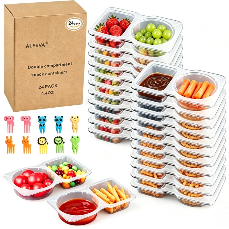 ALFEVA 24 Pcs Reusable Snack Containers with Lids Portion control Camping EssentialsMeal Prep Containers for Kids adults On the Go Meals 10 Forks Snack Pack Containers for Travel - Image 2