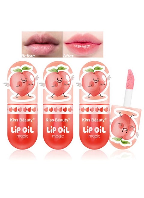 3Packs Hydrating Lip Oil Temperature Color Changing Lip Oil Plumping Lip Gloss Moisturizing Lip Oil Tinted for Lip Care and Dry Lip (#3)