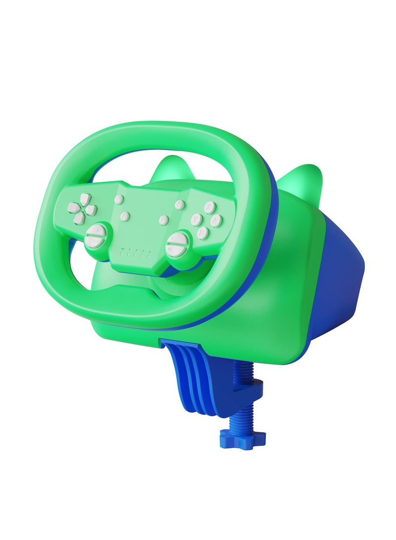 Wireless Gaming Racing Wheel, Racing Game Steering, with Cat Ear Light, Bluetooth Wired Dual-Mode Steering Wheel for Nintendo Switch, PC, PS4, PS3, ios/Android Mobile Phones, Tablets, Green - Image 1