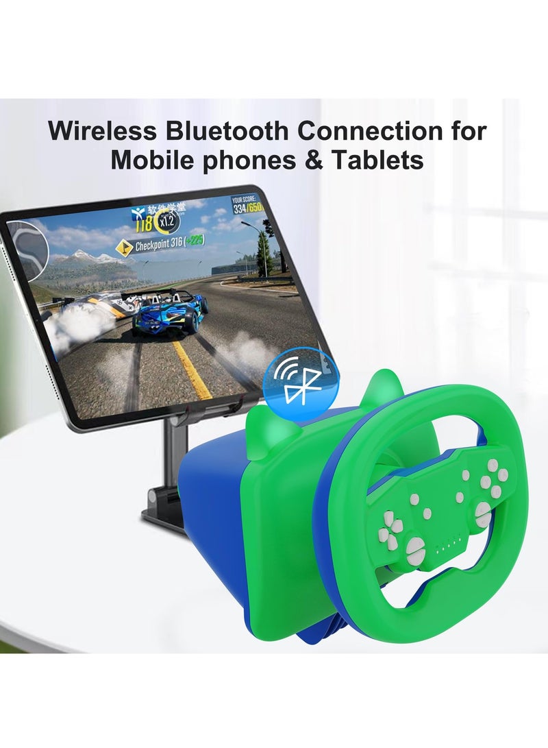 Wireless Gaming Racing Wheel, Racing Game Steering, with Cat Ear Light, Bluetooth Wired Dual-Mode Steering Wheel for Nintendo Switch, PC, PS4, PS3, ios/Android Mobile Phones, Tablets, Green - Image 5