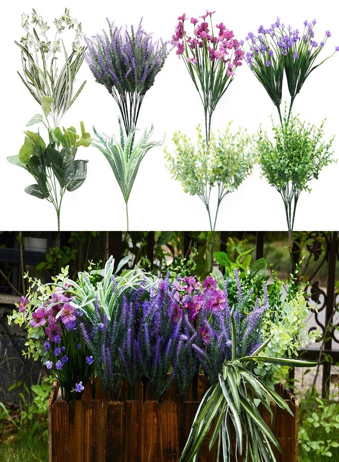 Partyjoy PARTY JOY 19 Bunches Fake Plants Outdoor, Fake Bushes UV Resistant Artificial Lavender Flowers Greenery Shrubs Faux Greenery for Outdoor Garden Patio Front Porch Yard Decor - Image 1