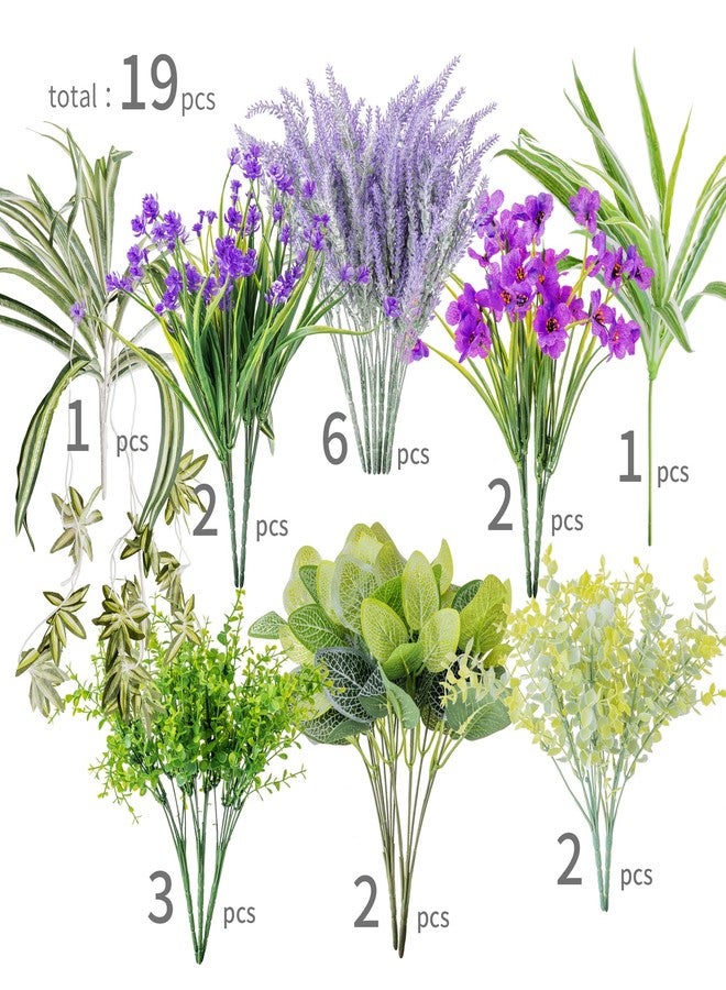 Partyjoy PARTY JOY 19 Bunches Fake Plants Outdoor, Fake Bushes UV Resistant Artificial Lavender Flowers Greenery Shrubs Faux Greenery for Outdoor Garden Patio Front Porch Yard Decor - Image 2