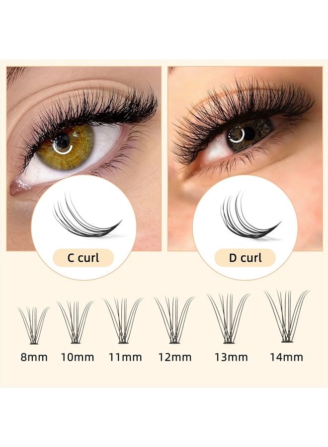 QUEWEL Cluster Lashes 240Pcs 10D+20D D Curl Mix8-14mm Lash Extensions Soft&Natural False Eyelashes Individual DIY Eyelash Extension at Home(10D+20D D MIX8-14) - Image 5