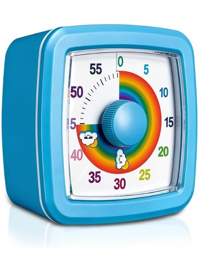 Abley's Rainbow Visual Timer for Kids (60 Minute) – Silent Analog Countdown Clock with Colorful Time Management Disk – Ideal for Classroom, Study, Therapy, and ADHD Focus Routines (Blue, 9cm) - Image 1