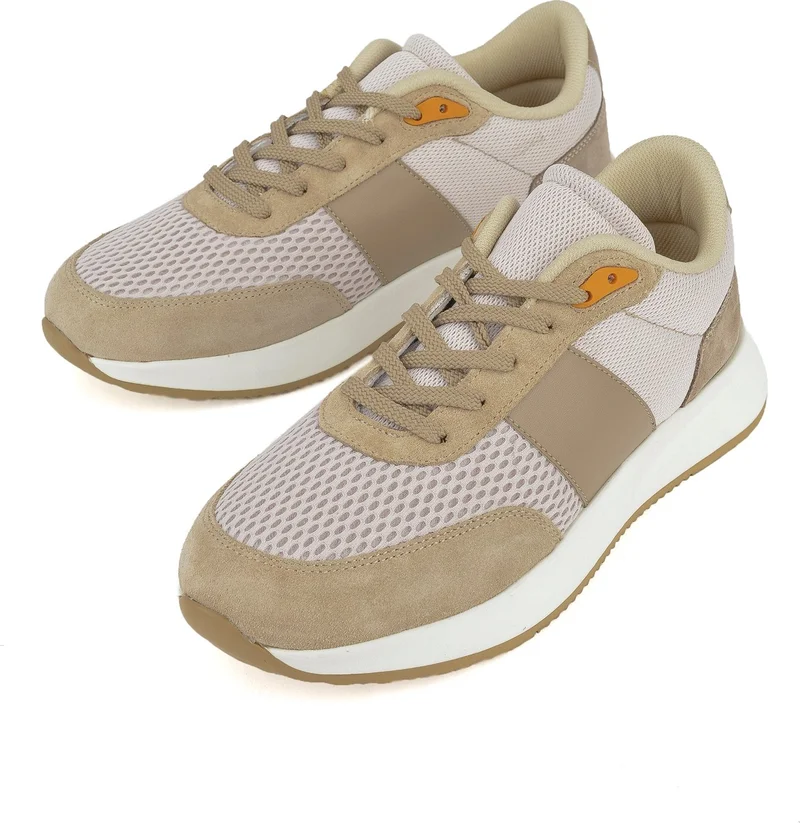 زيا , Men's Genuine Leather Sneaker 14150Z0001 Beige